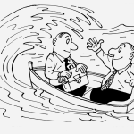 Карикатурадвама в лодка под вълните
