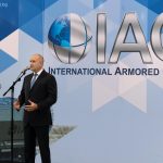 президентът Румен Радев на церемония по откриването на нова производствена база в Бургас на компанията International Armored Group (IAG) за бронирана отбранителна техника.
