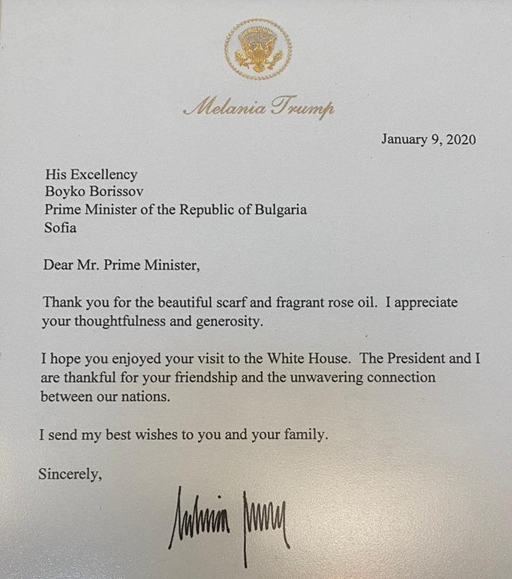 писмо от мелания тръмп