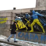 Протест срещу РУСИЯ Паметника на съветската армия