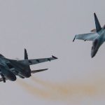 Руски Су-35С на международния авиокосмически салон МАКС-2021 в Жуковски край Москва.