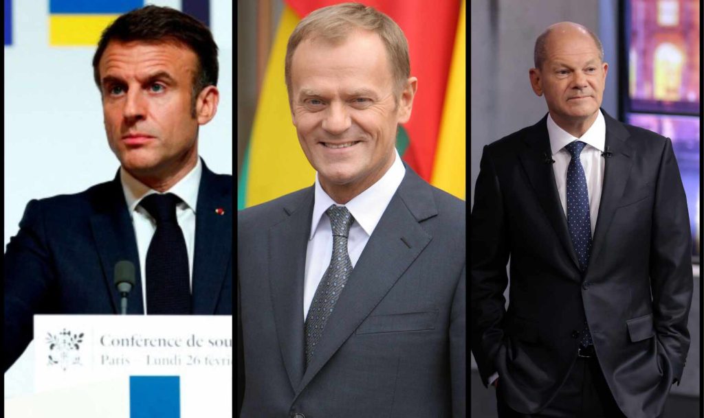 Еманюел Макрон, Олаф Шолц и Доналд Туск