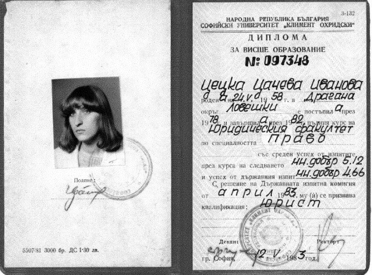 цецка цачева диплома
