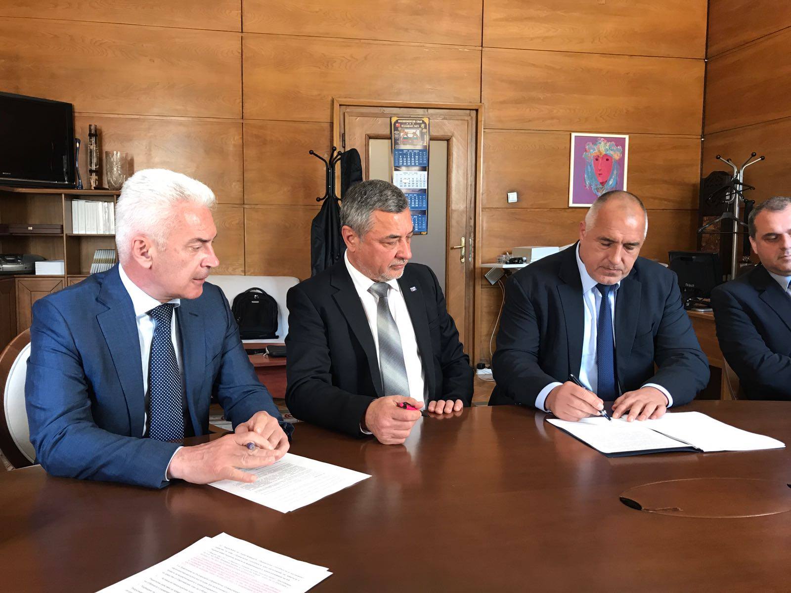 Парламент - Подписване на споразумение между Герб и Обединени патриоти Волен Сидеров Валери Симеонов Бойко Борисов
