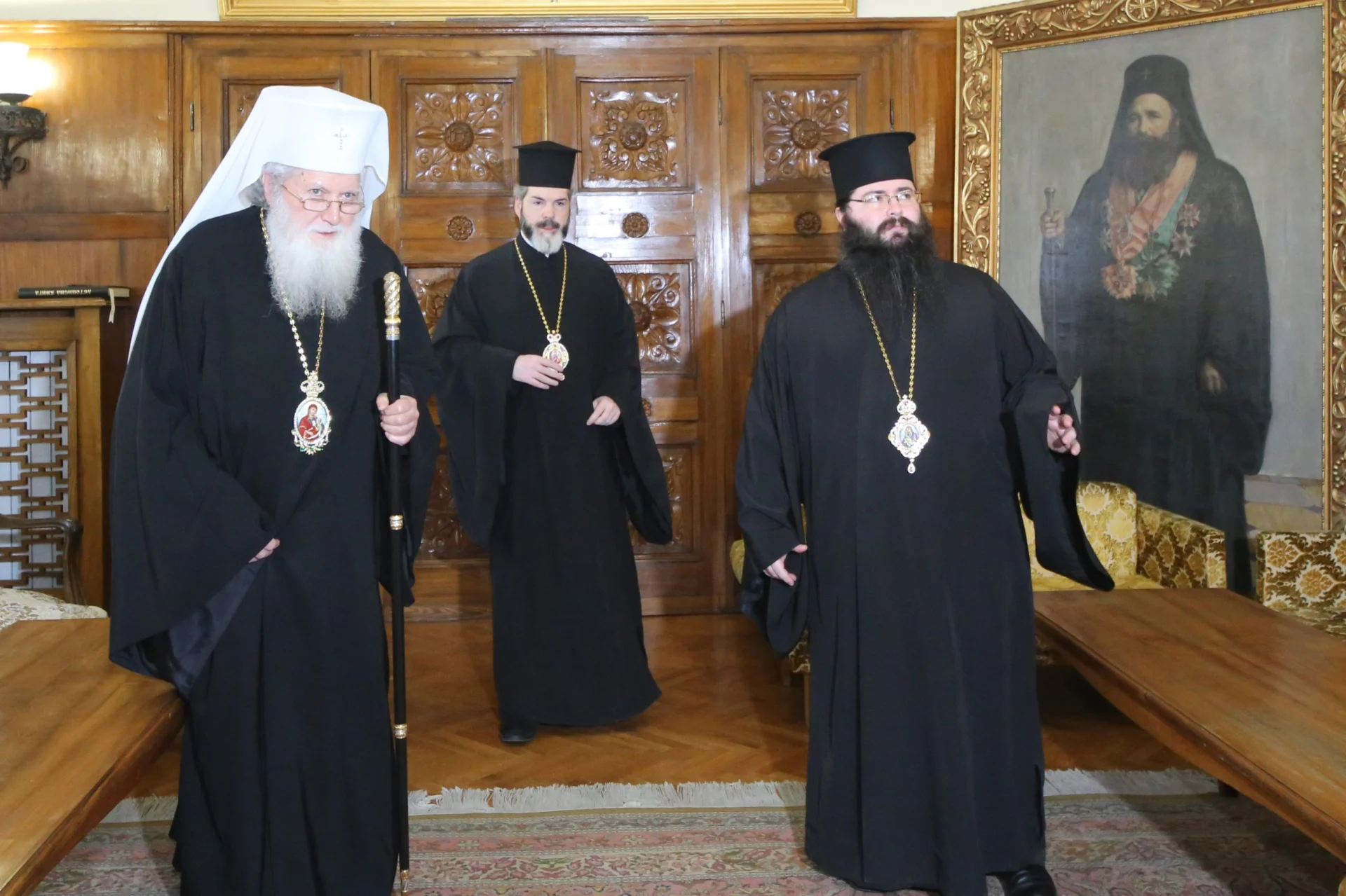 Негово Светейшество Българския патриарх Неофит и митрополитите от Светия Синод на БПЦ-Българска патриаршия. Основна тема на разговора ще бъде делото на Българската православна църква по спасяването на евреите в България и номинацията на БПЦ-Българска патриаршия за Нобелова награда за мир.