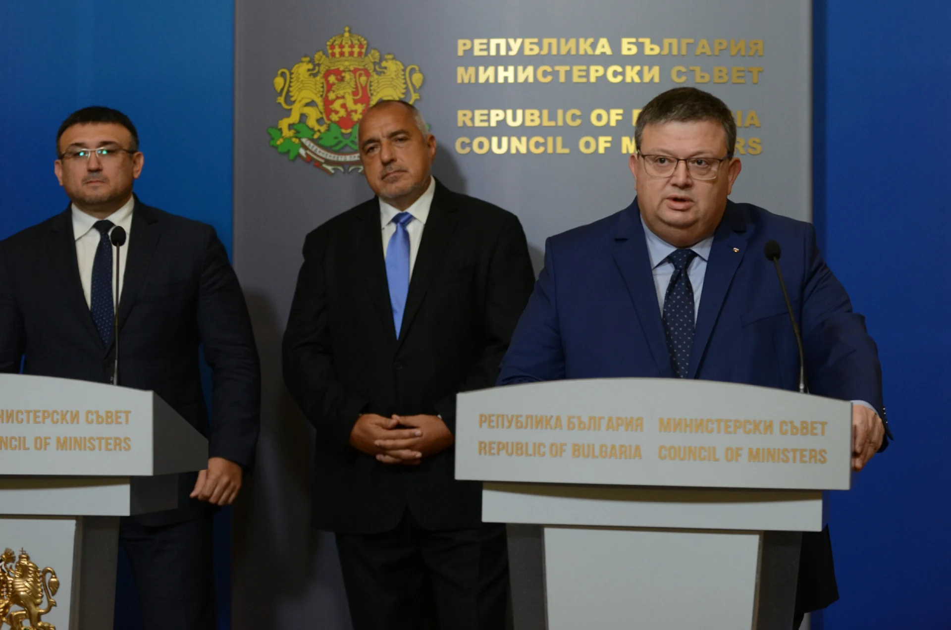 Министерски съвет пресконференция Младен Маринов Бойко Борисов Сотир Цацаров