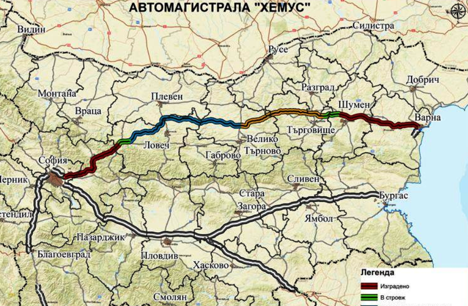 Магистрала Хемус - карта