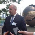 Президентът Румен Радев пред сградата на ООН