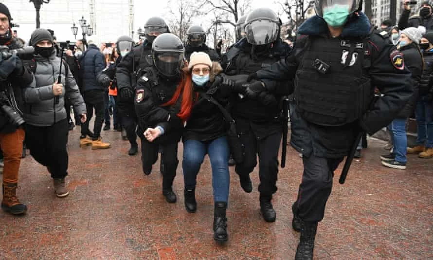 арест в Москва на протеста в подкрепа на Алексей Навални