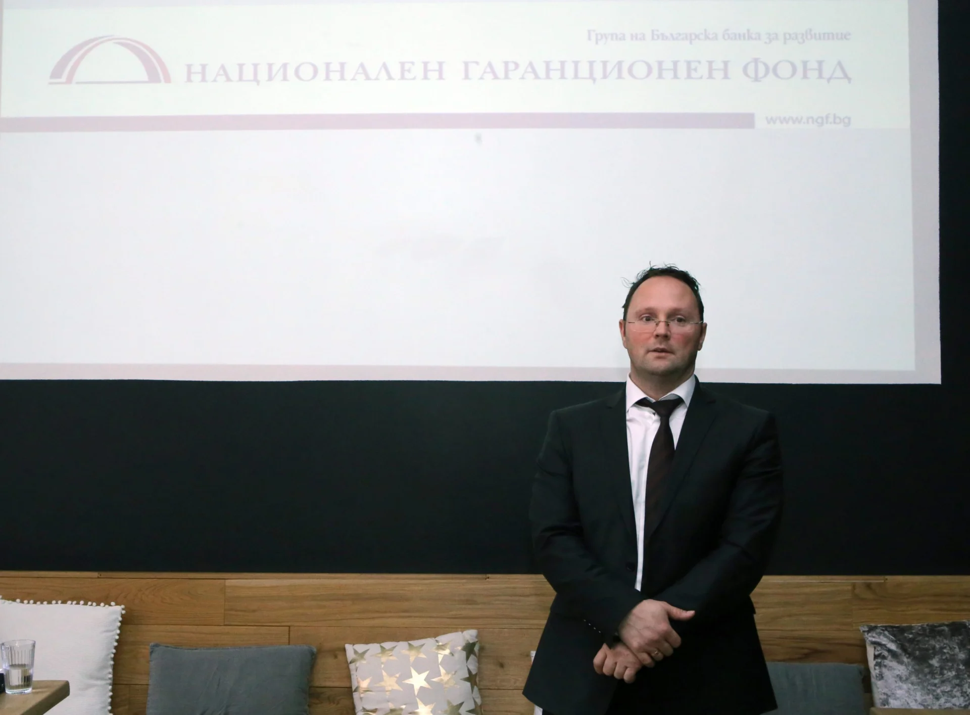 Националния гаранционен фонд представи трета програма за собствен риск. Самуил Шидеров изп. директор на НГФ и Александър Георгиев прокурист на НГФ