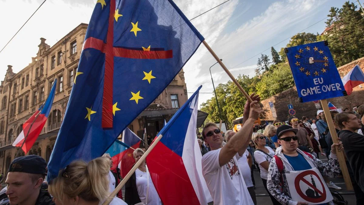 антиевропейски протест прага чехия