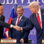 Доналд Тръмп и лидерите на Тайланд и Камбоджа през октомври 2025 г.