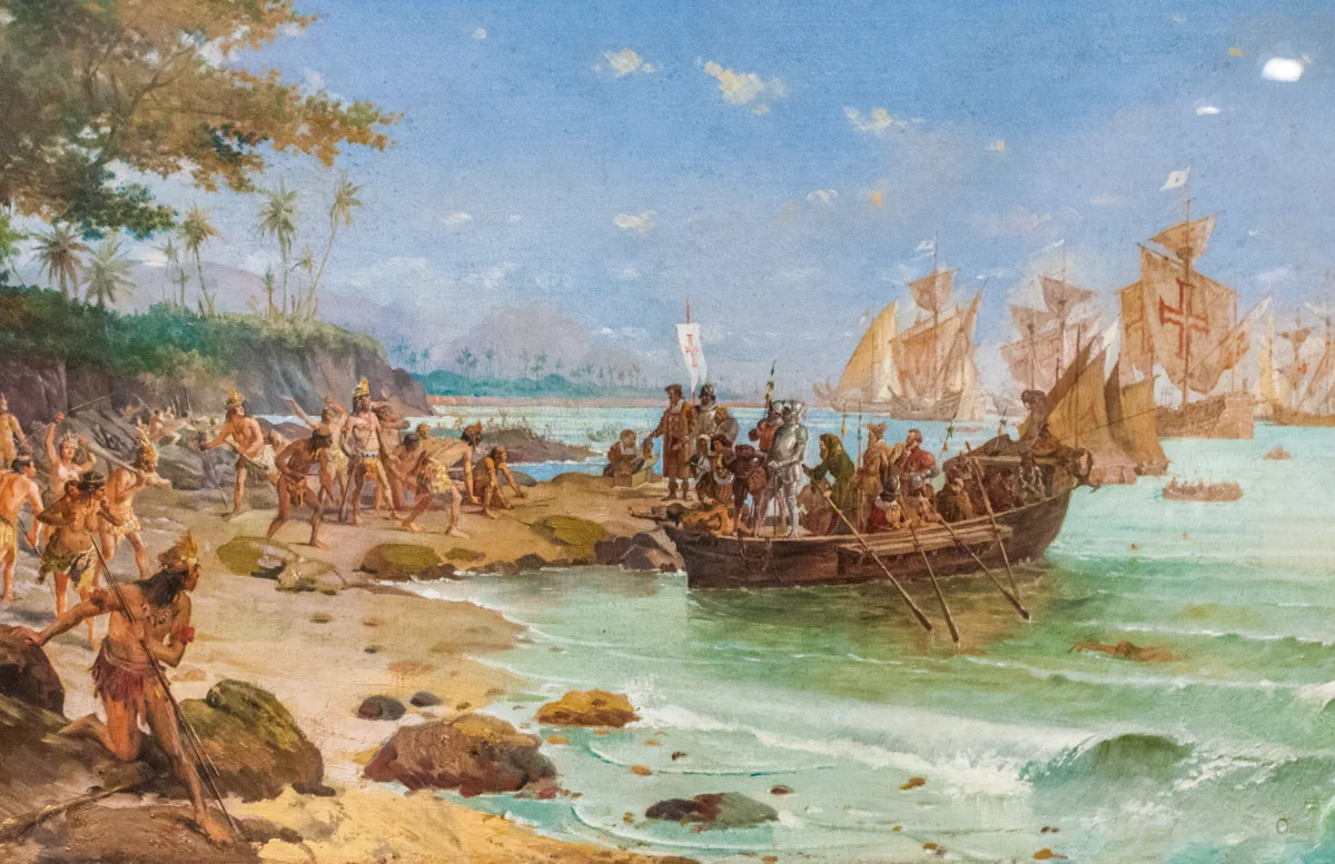 desembarque de pedro alvares cabral em porto seguro em 1500 by oscar pereira da silva 1865–1939
