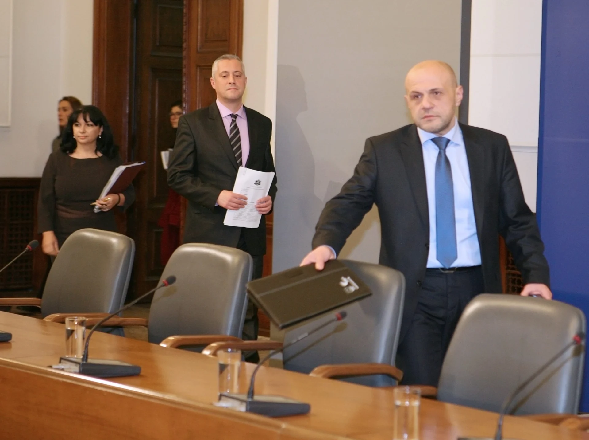 Министерски съвет Пресконференция за южен поток  Теменужка Петкова - министър на енергетиката Томислав Дончев - вицепремиер Божидар Лукарски - министър на икономиката