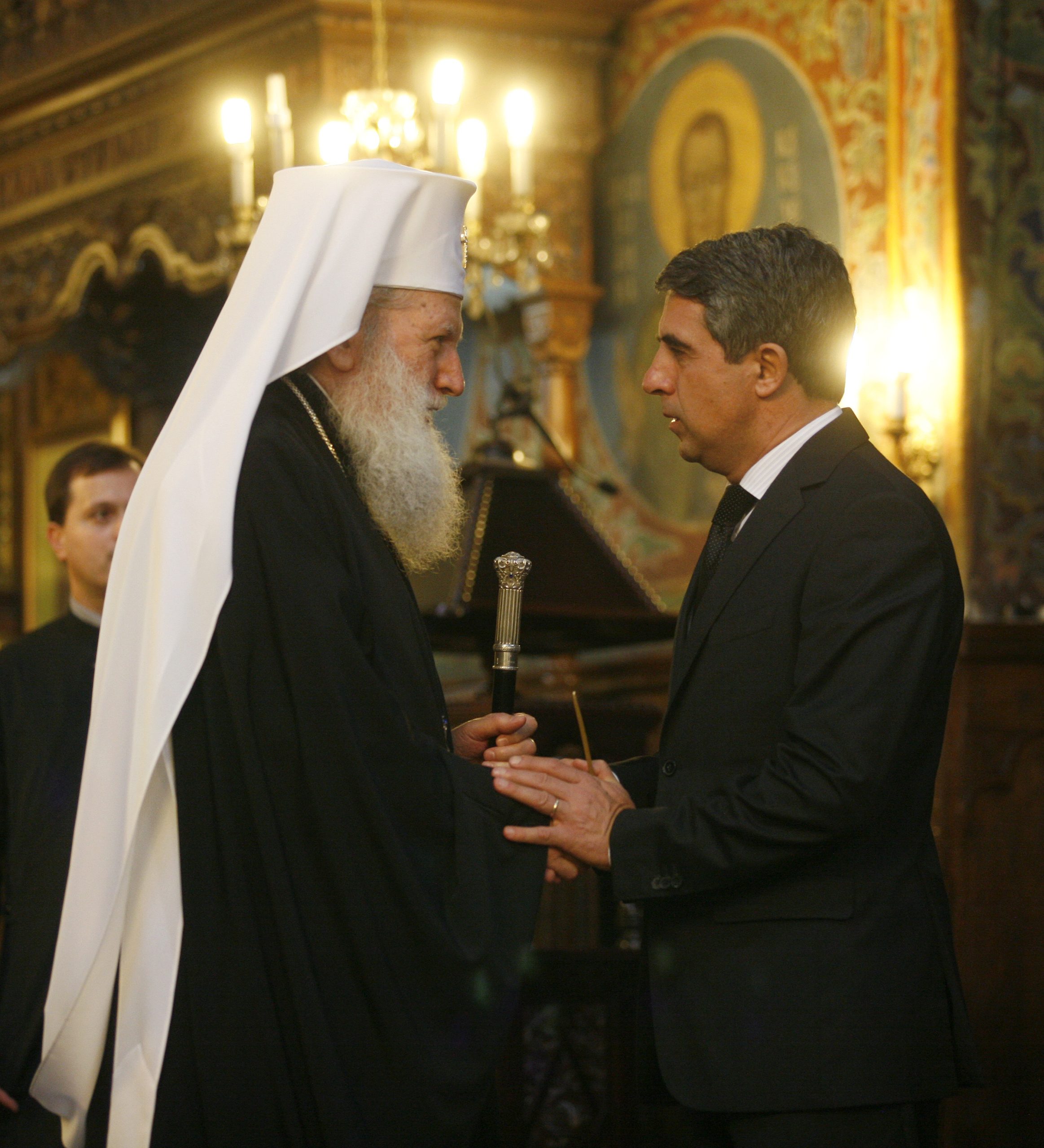 Българският патриарх и Софийски митрополит Неофит и президентът Росен Плевнелиев