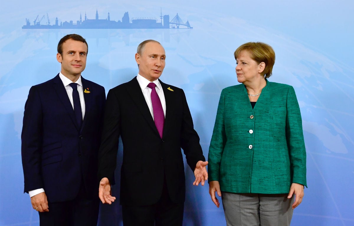 владимир путин ангела меркел еманюел макрон