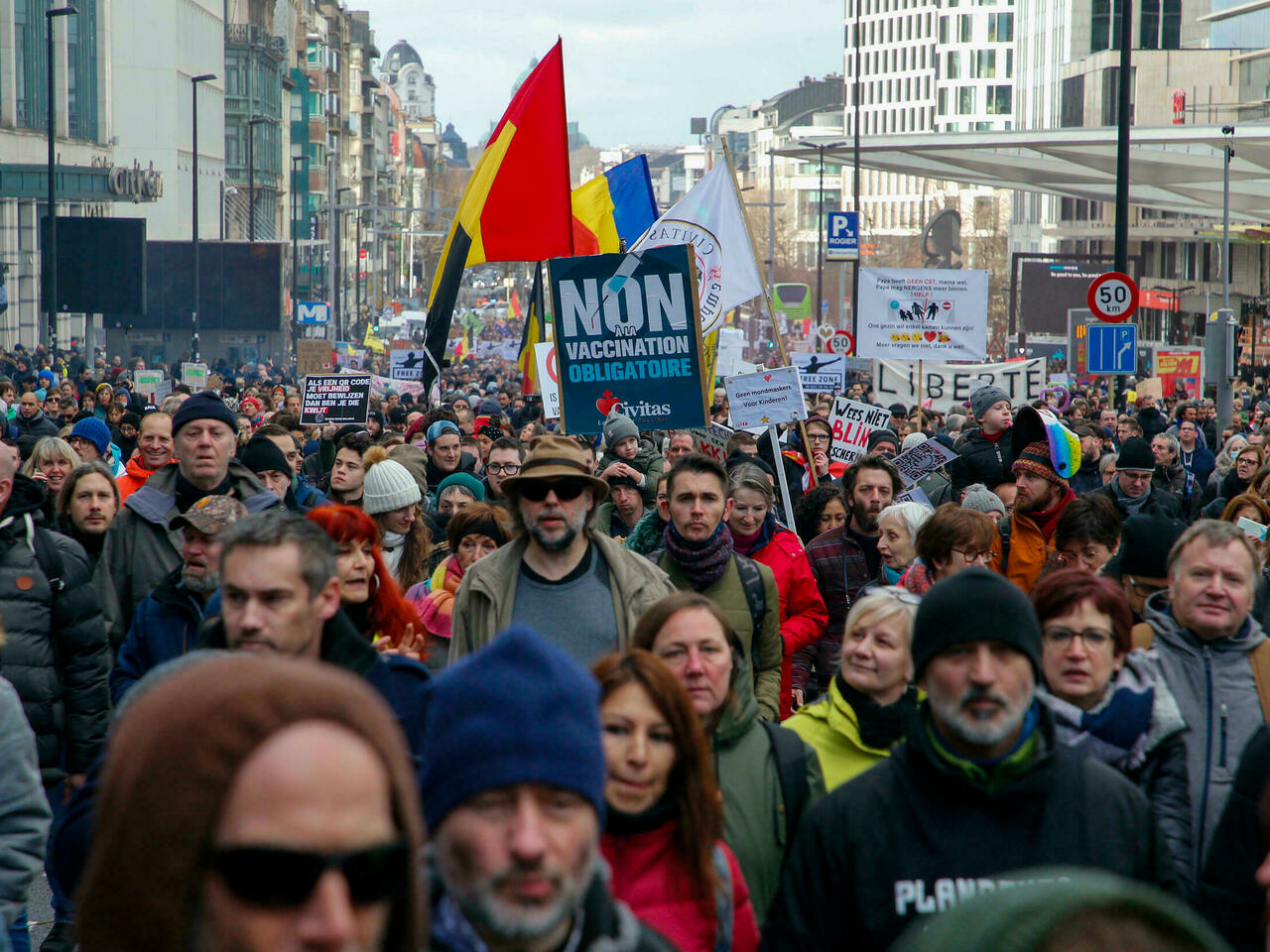 протест ваксини сертификати антиваксъри белгия брюксел