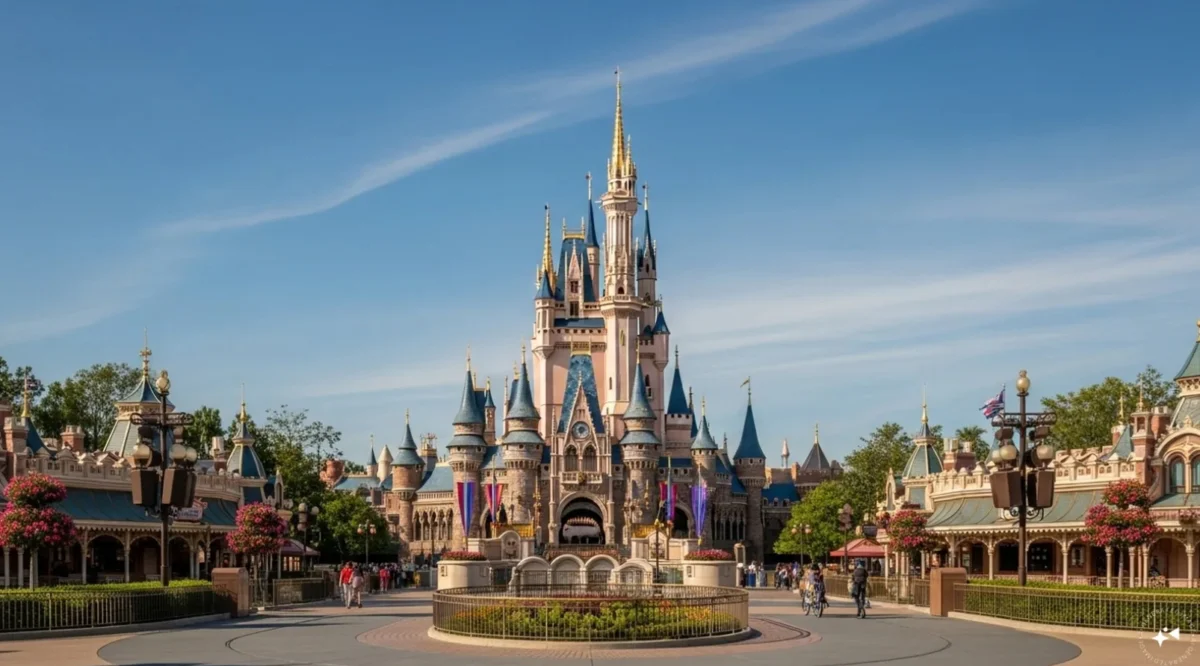 Иконичният Замък на Спящата красавица, намиращ се в центъра на всеки парк на компанията на Уолт Дисни.