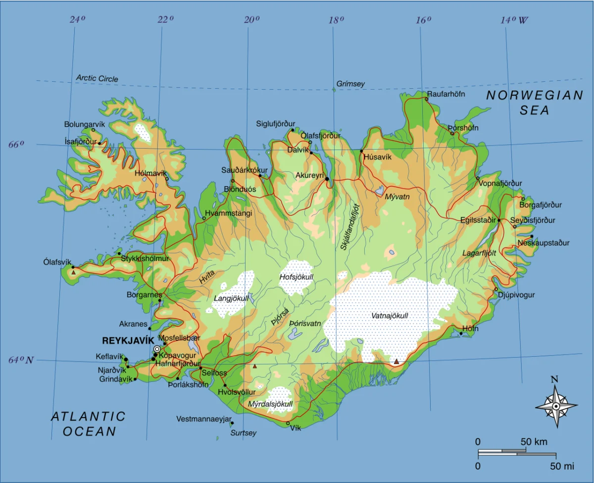 islanidya map of iceland