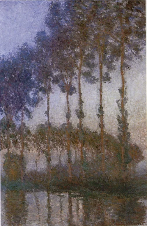 Клод Моне Тополи на брега на Епте, Здрач