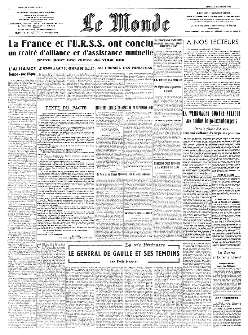 le monde ezhedneven sledobeden vestnik