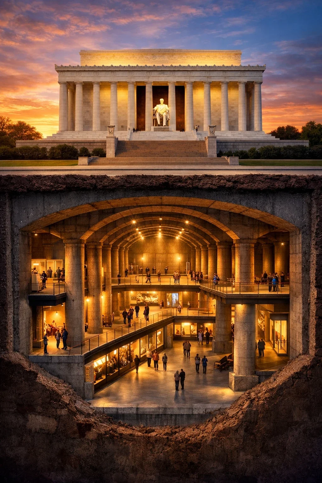 lincoln memorial undercroft concrete columns interior 69caae413e1a8