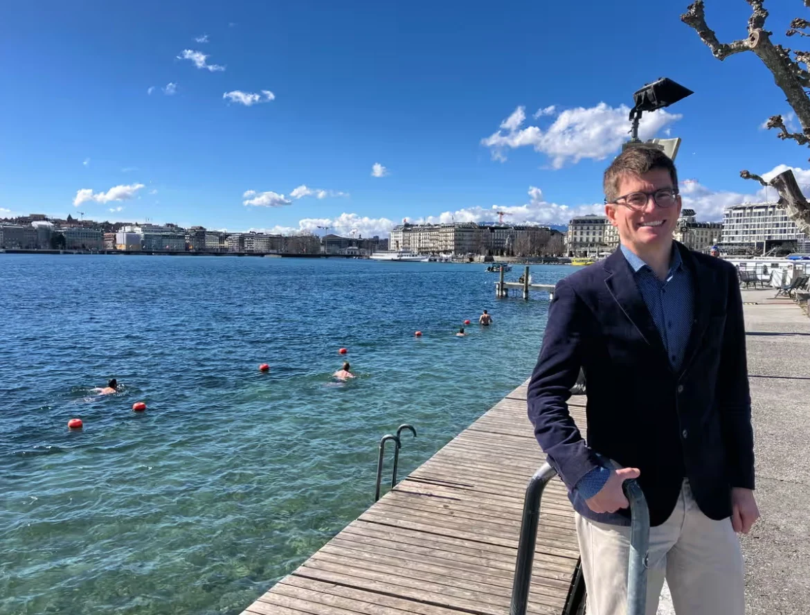 Михаел Матле на Женевското езеро.