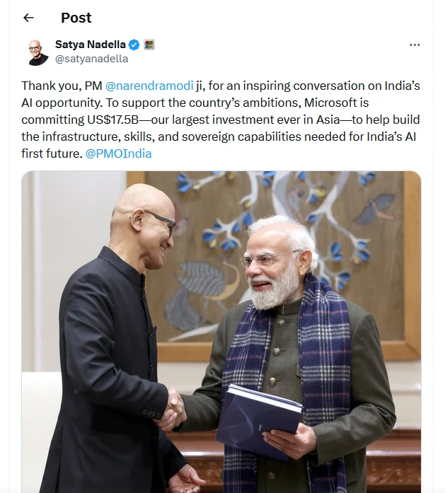  post indiya satya nadela 