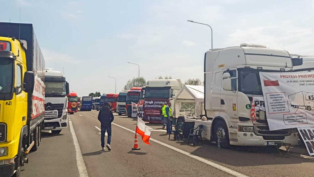 trucks waiting