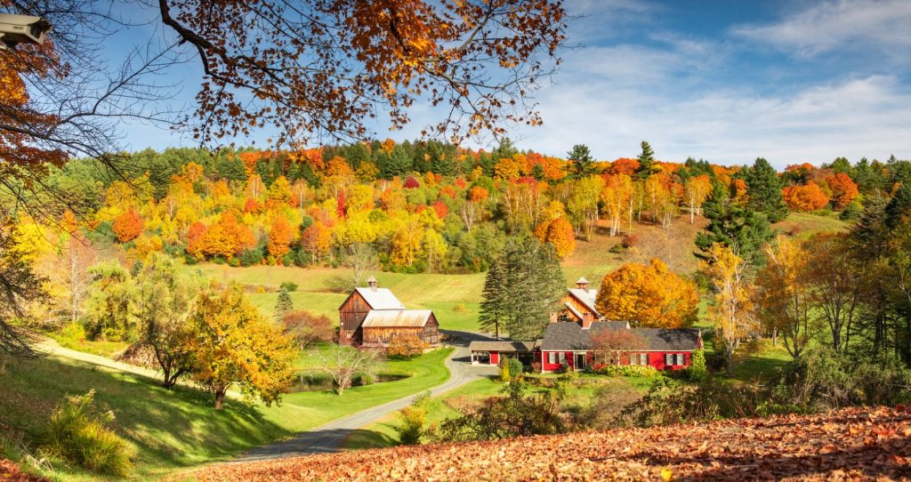 Част от приказните есенни пейзажи в градчето Помфрет, щата Вермонт.